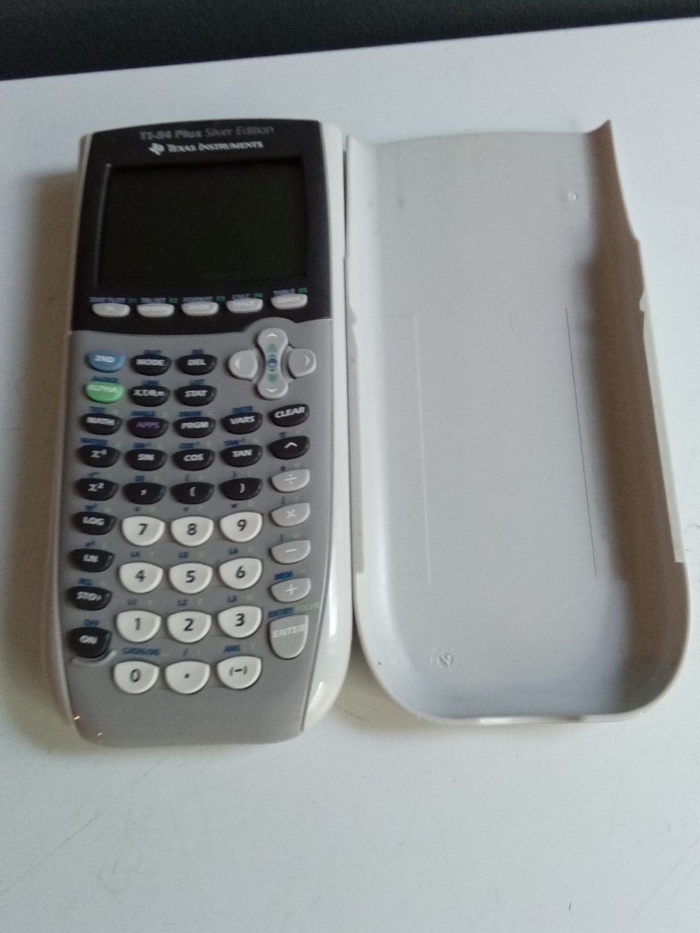 Texas Instruments White/Silver TI Graphing Calculator with Slide Cover
